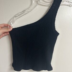 Urban Outfitters Black One Shoulder Tank Top